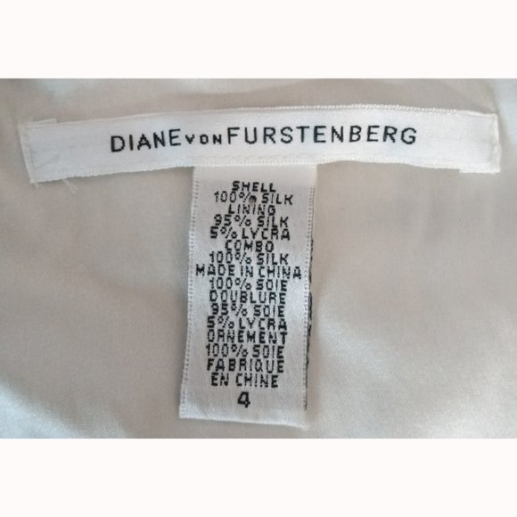 Diane Von Furstenberg Celardo Silk Dress Tuxedo Style Black Ivory Pockets Sz 4 - Picture 6 of 7